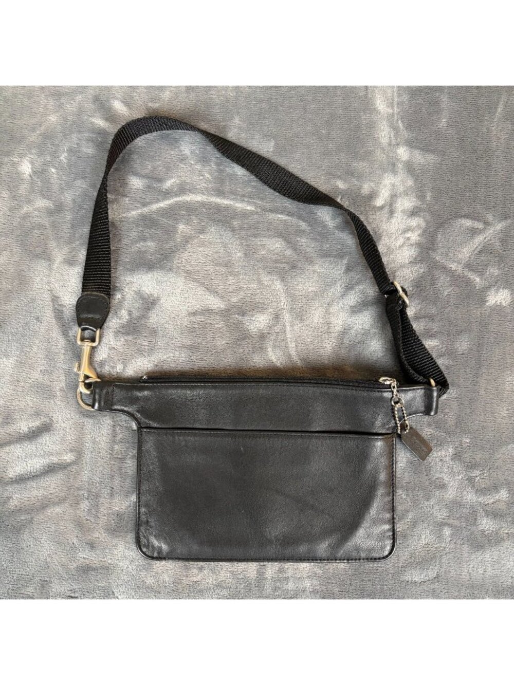 VTG COACH Black Slim Leather Belt/Waist Zip Fanny Pack Bag Purse Pouch RARE 6939